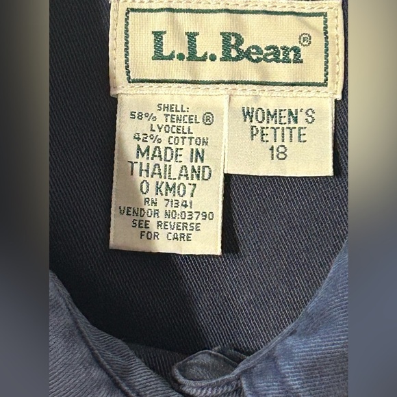 LL Bean Petite Tencel Navy Field Jacket Vintage - Picture 2 of 6